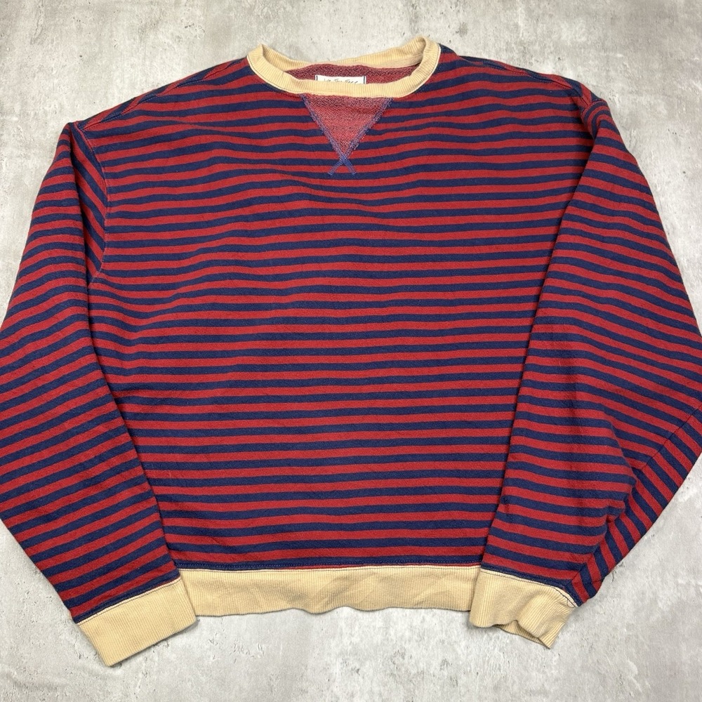 We The Free Oversized Crewneck Women's XS Red Striped Rugby Pullover Free People